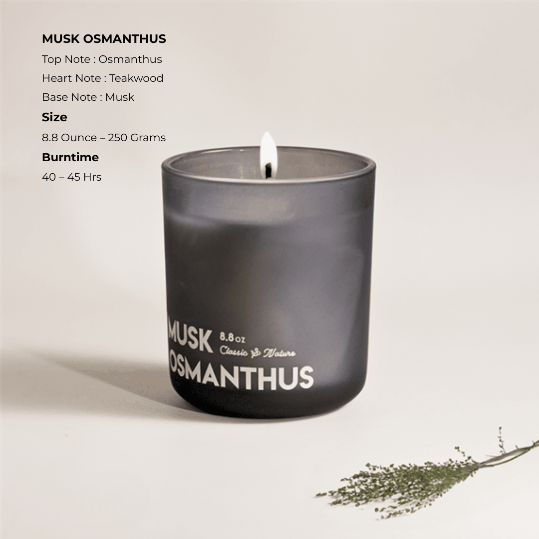 Smokey Teak & Classic Suede Scented Musk Osmanthu Candle