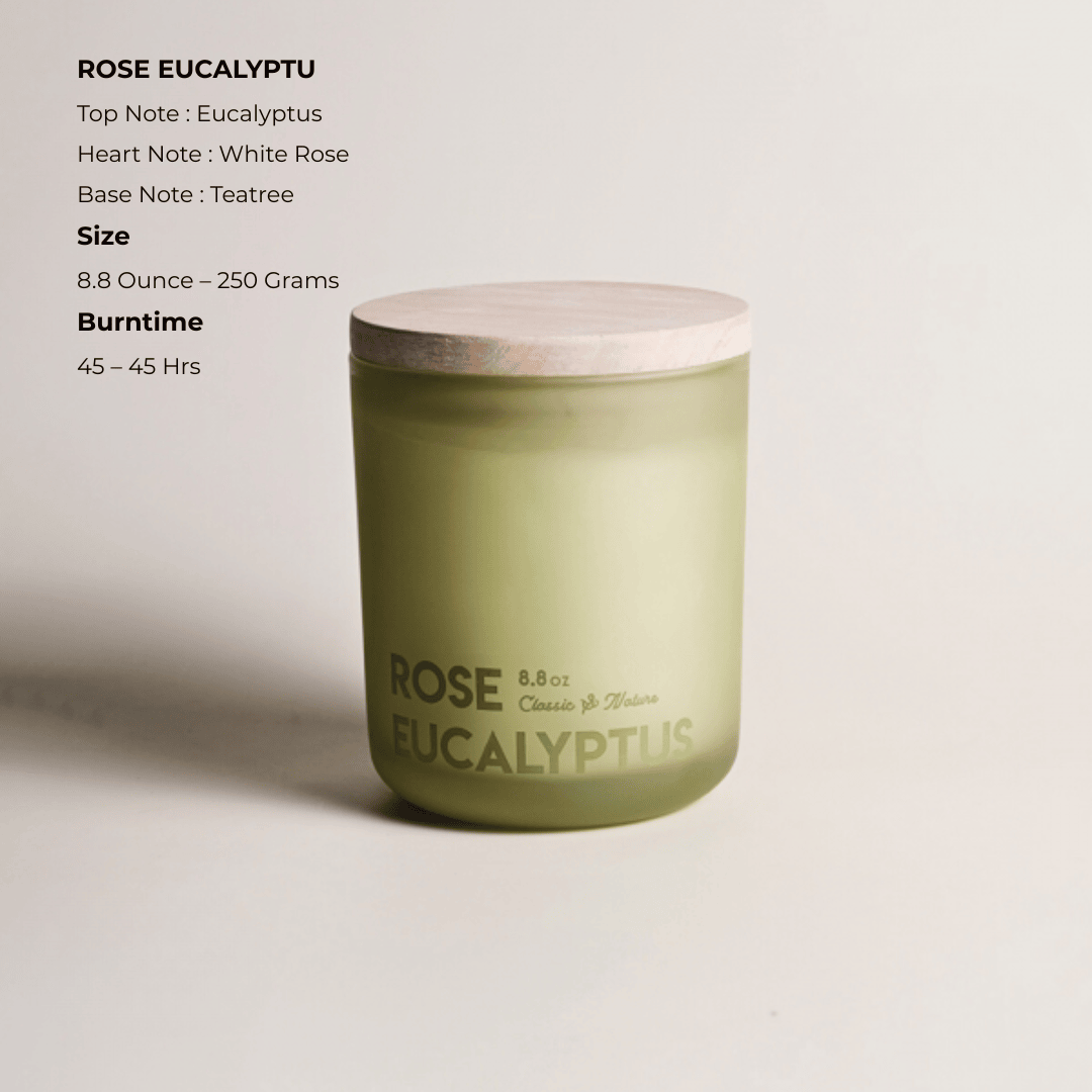Refreshing Floral & Spa Scent Soy Rose Eucalyptus Candle