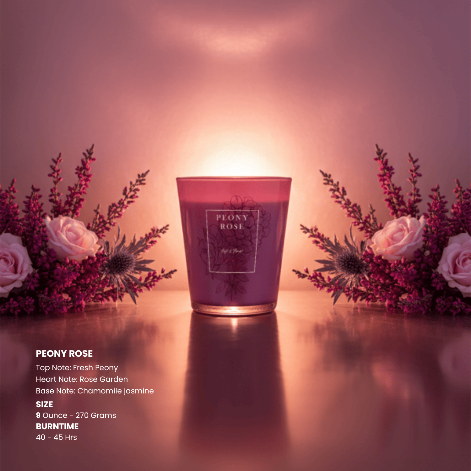 Soy Soft & Floral Peony Rose Scented Candle