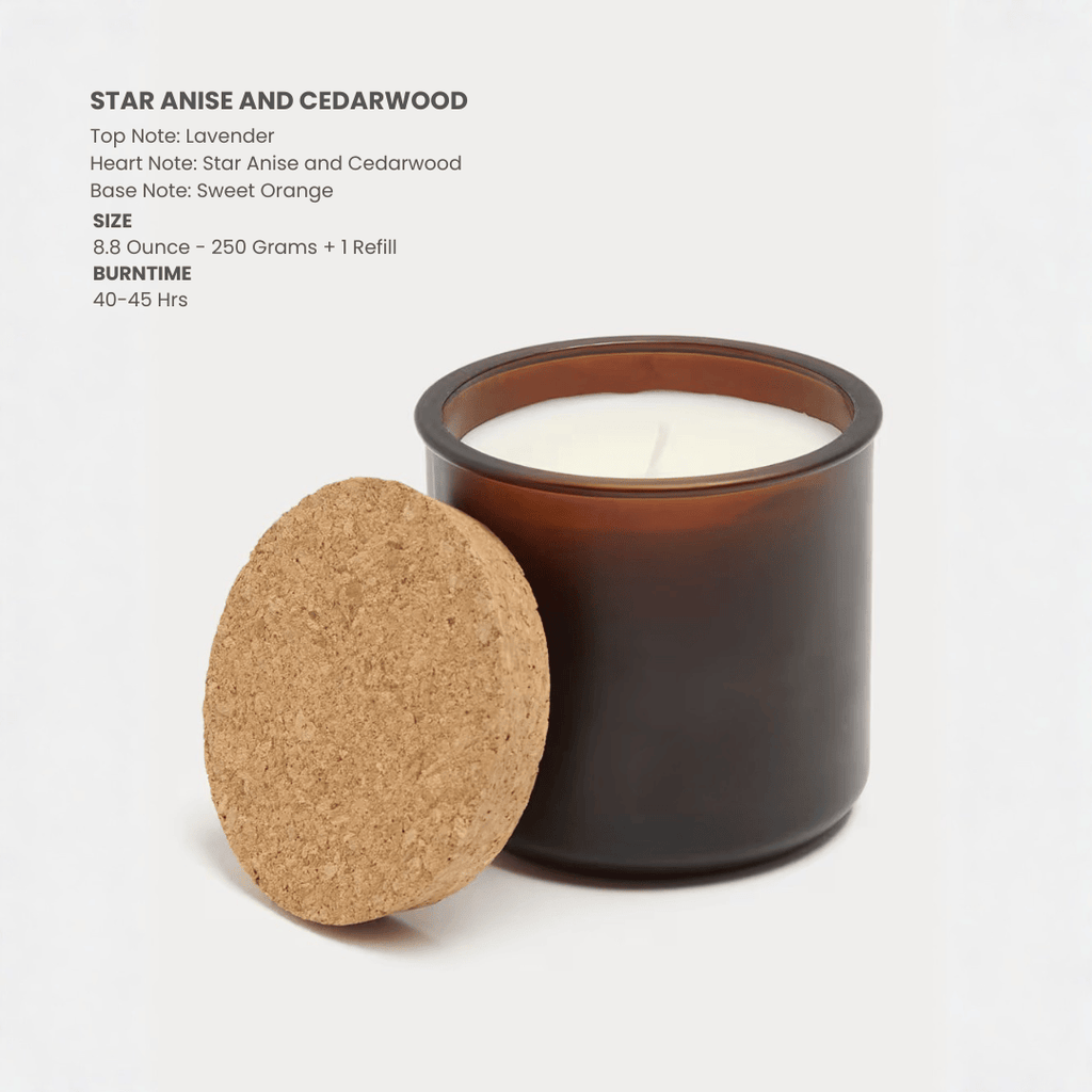 Lavender & Star Anise Spiced Wood Scented Candle with Refill