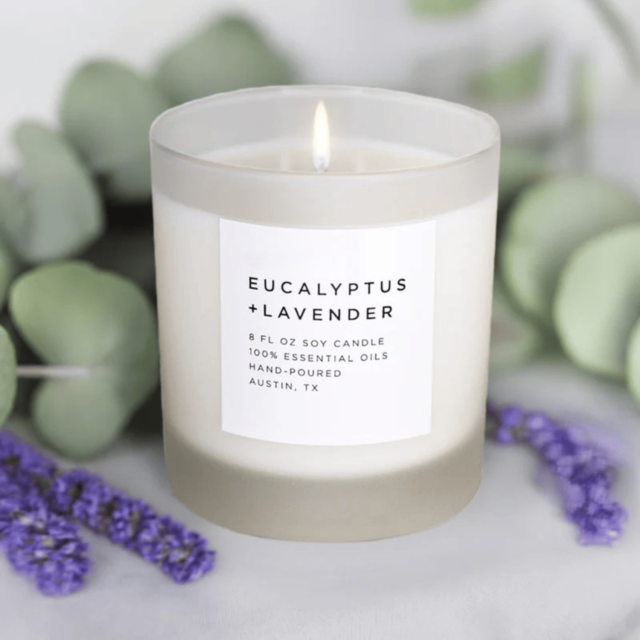 Refreshing Eucalyptus, Soothing Lavender & Subtle Wood Scented Candle