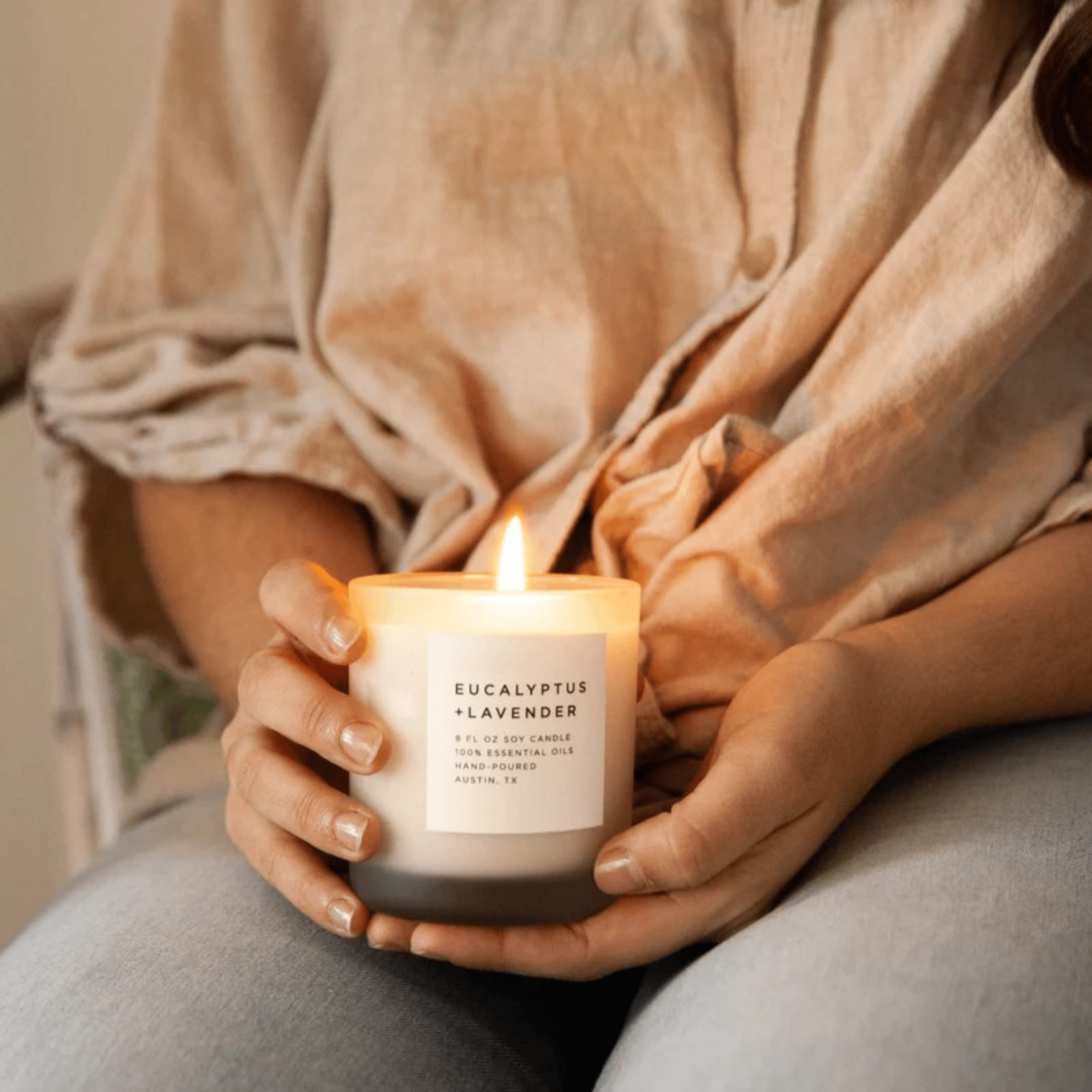 Refreshing Eucalyptus, Soothing Lavender & Subtle Wood Scented Candle
