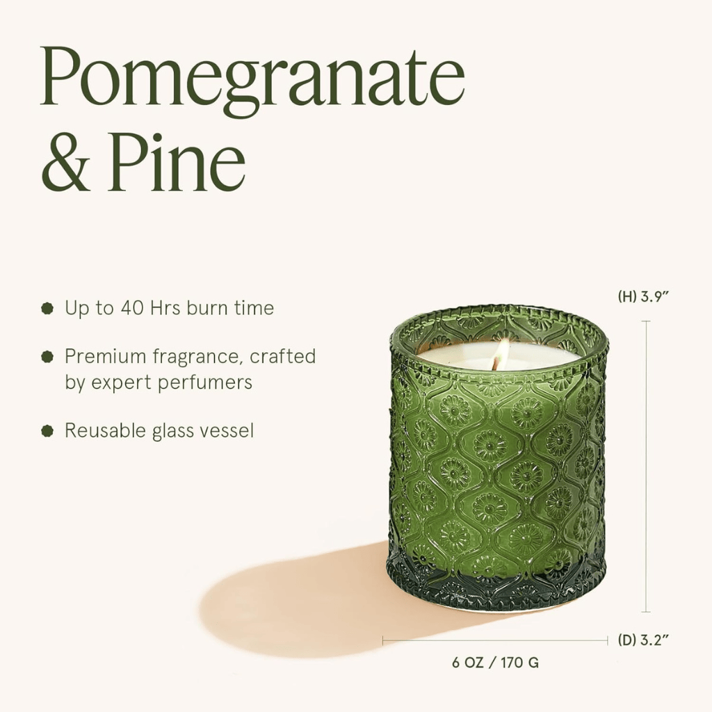 Pine & Pomegranate Notes of Pine, Pomegranate & Lemon Scented Candle
