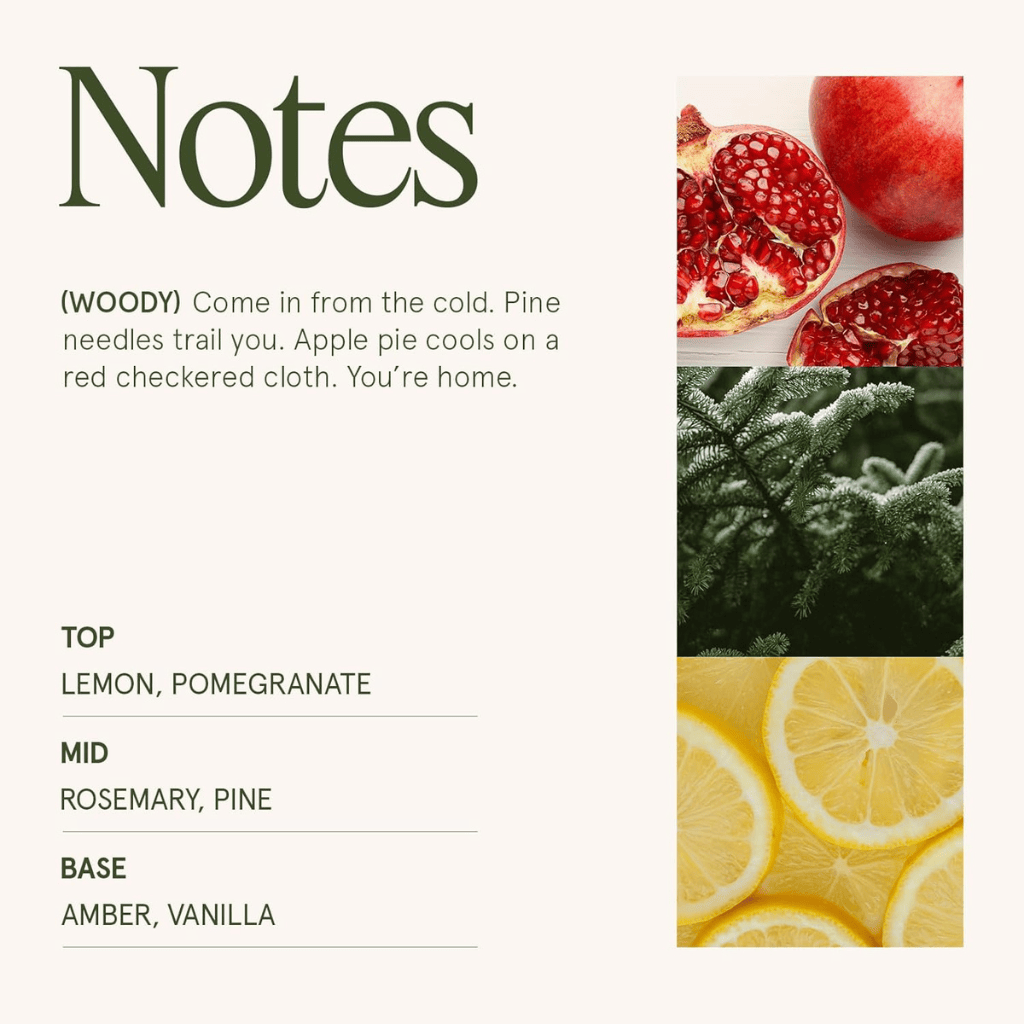 Pine & Pomegranate Notes of Pine, Pomegranate & Lemon Scented Candle