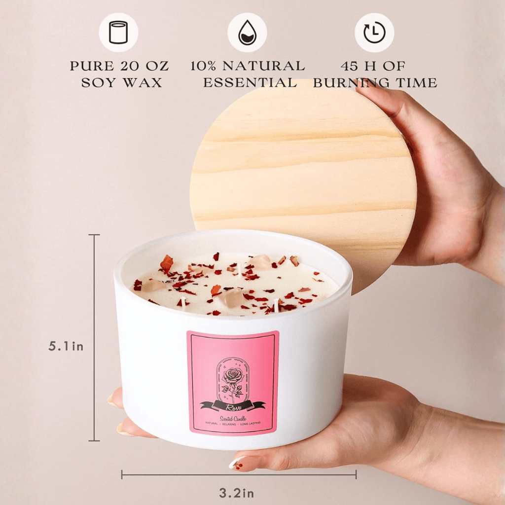 Aromatherapy with Crystals Inside Rose Scented Candles