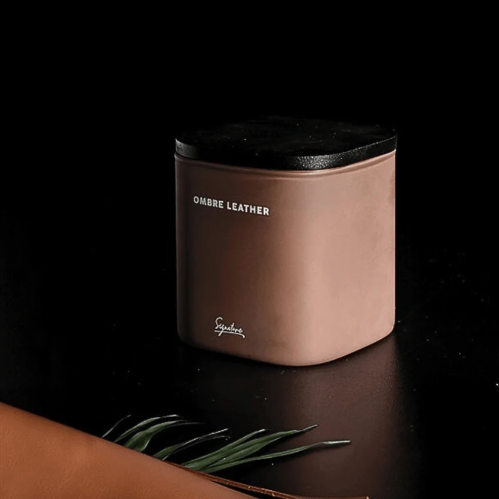 Rugged Woods & Timeless Scented Ombre Leather Candle