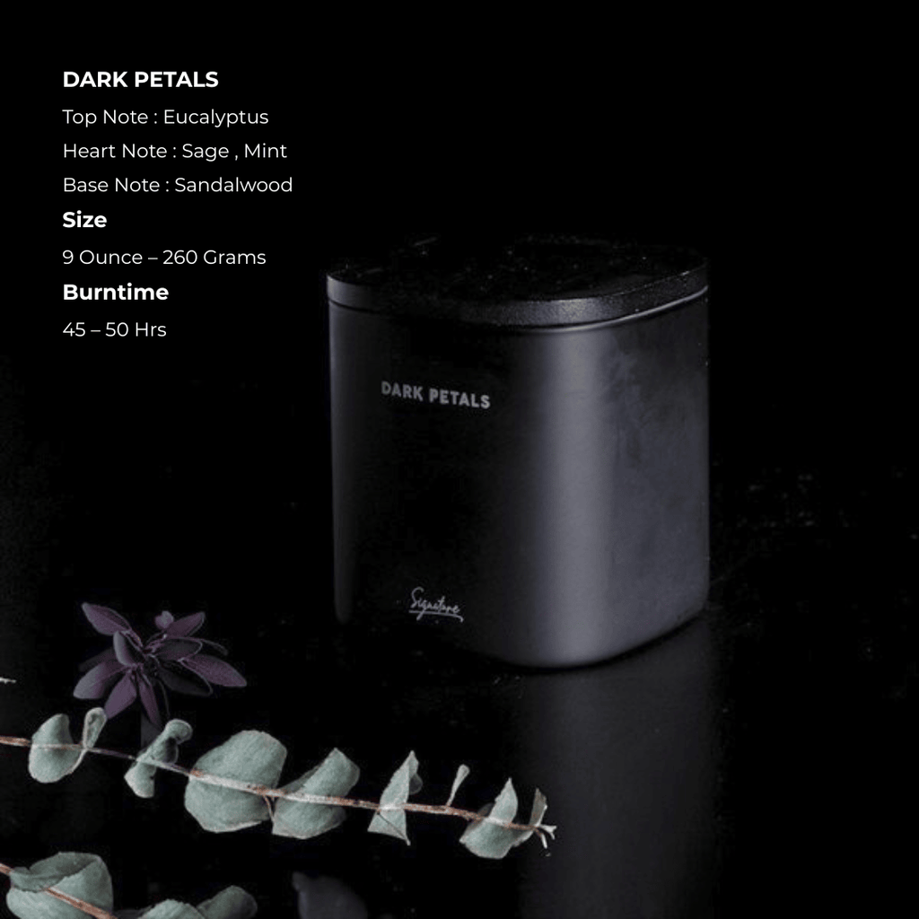 Eucalyptus Sage Mint & Sandalwood Dark Petals Scented Candle