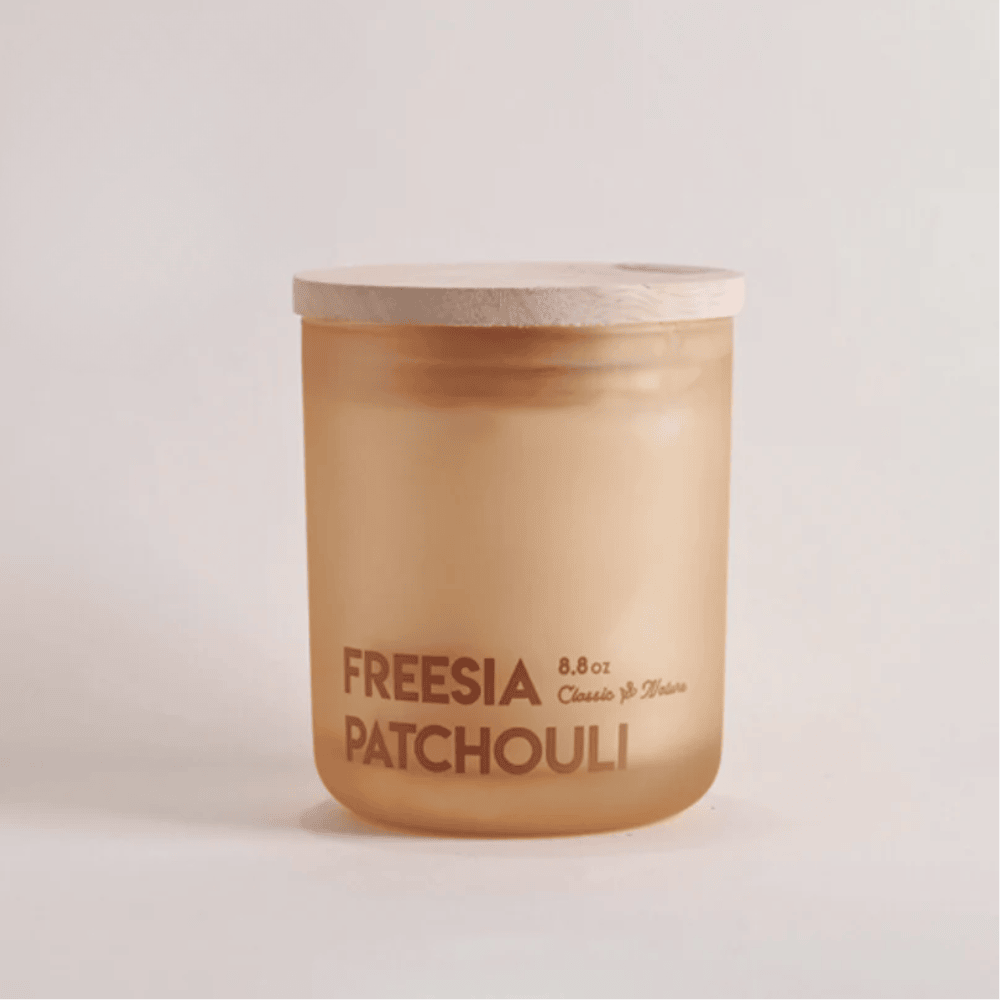 Elegant Floral & Earthy Scent Soy Freesia Patchouli Candle